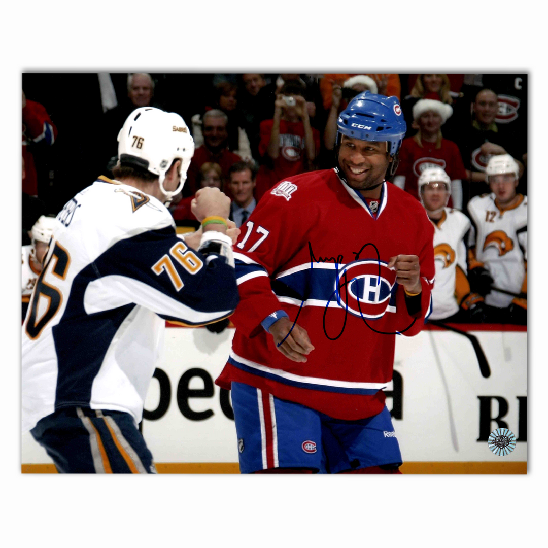 Georges Laraque Autographed Montreal Canadiens Fight 8x10 Photo