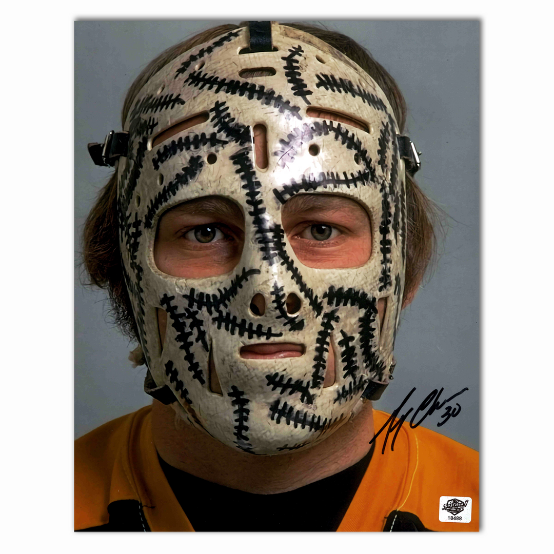 Gerry Cheevers Autographed Boston Bruins Mask 8x10 Photo (Color)