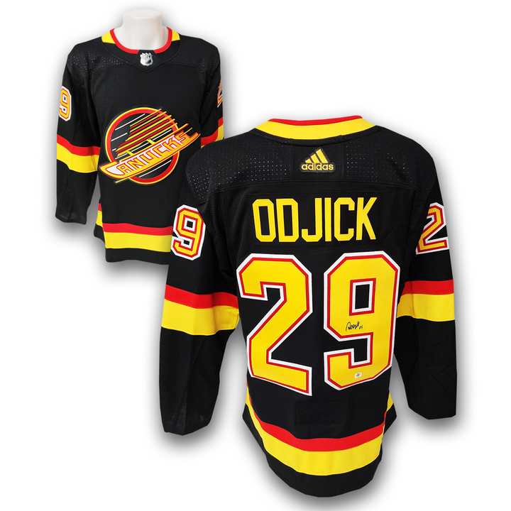 Gino Odjick Vancouver Canucks Black Flying Skate Adidas Jersey