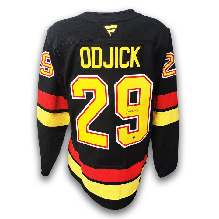 Gino Odjick Autographed Vancouver Canucks Alternate Fanatics Premium Jersey