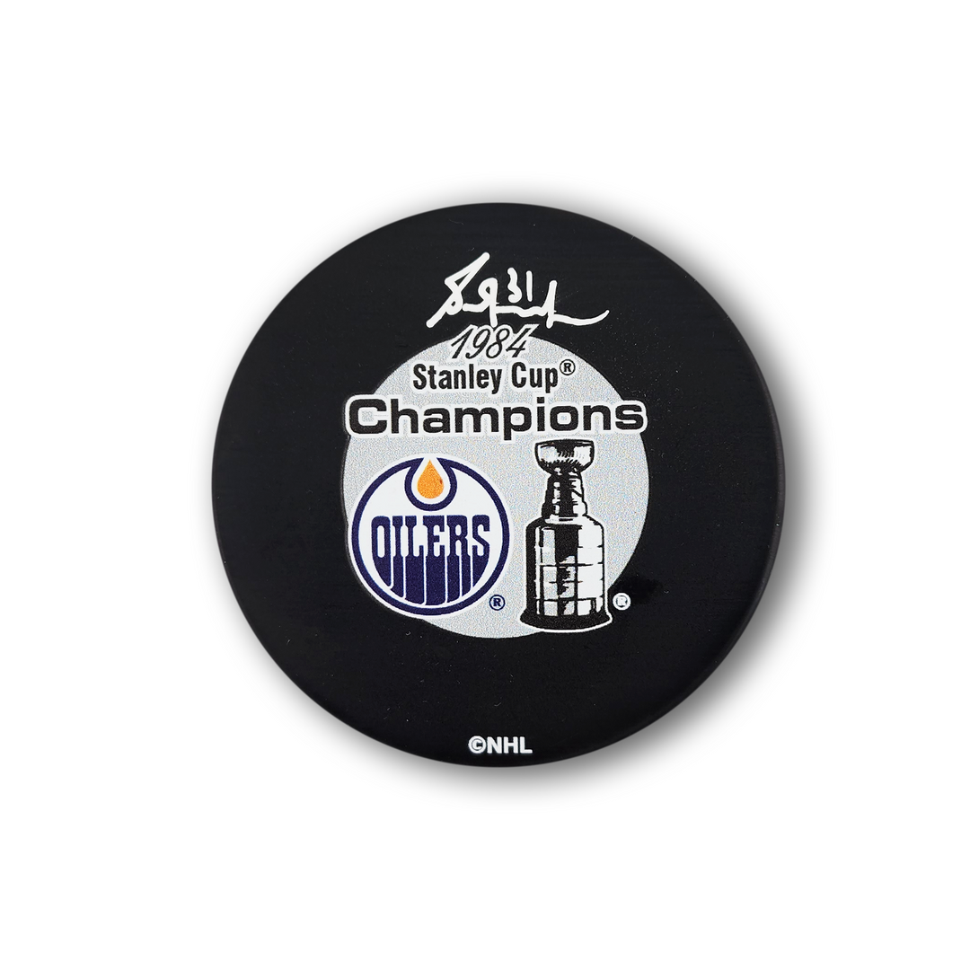 Grant Fuhr Autographed Edmonton Oilers 1984 Stanley Cup Hockey Puck