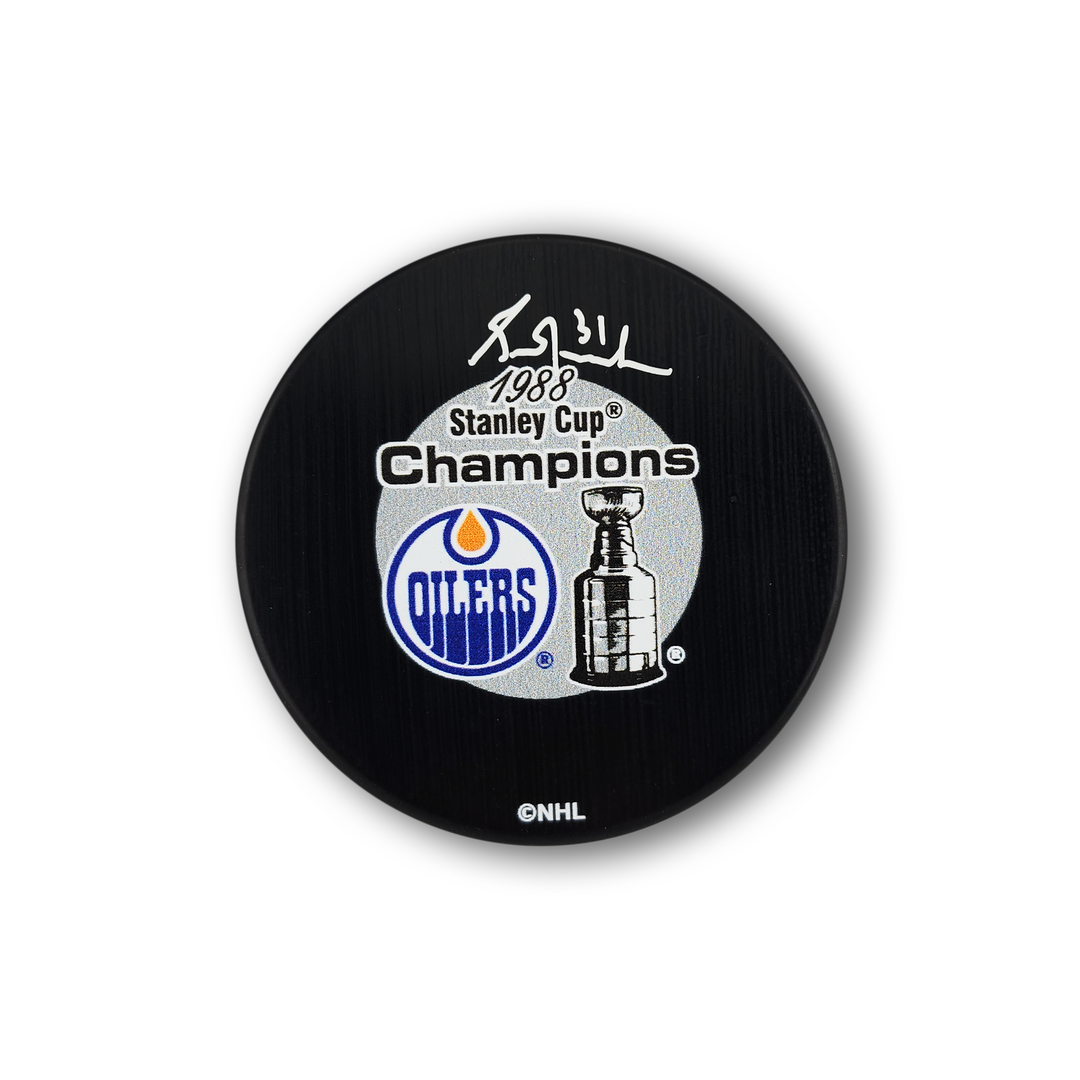Grant Fuhr Autographed Edmonton Oilers 1988 Stanley Cup Hockey Puck