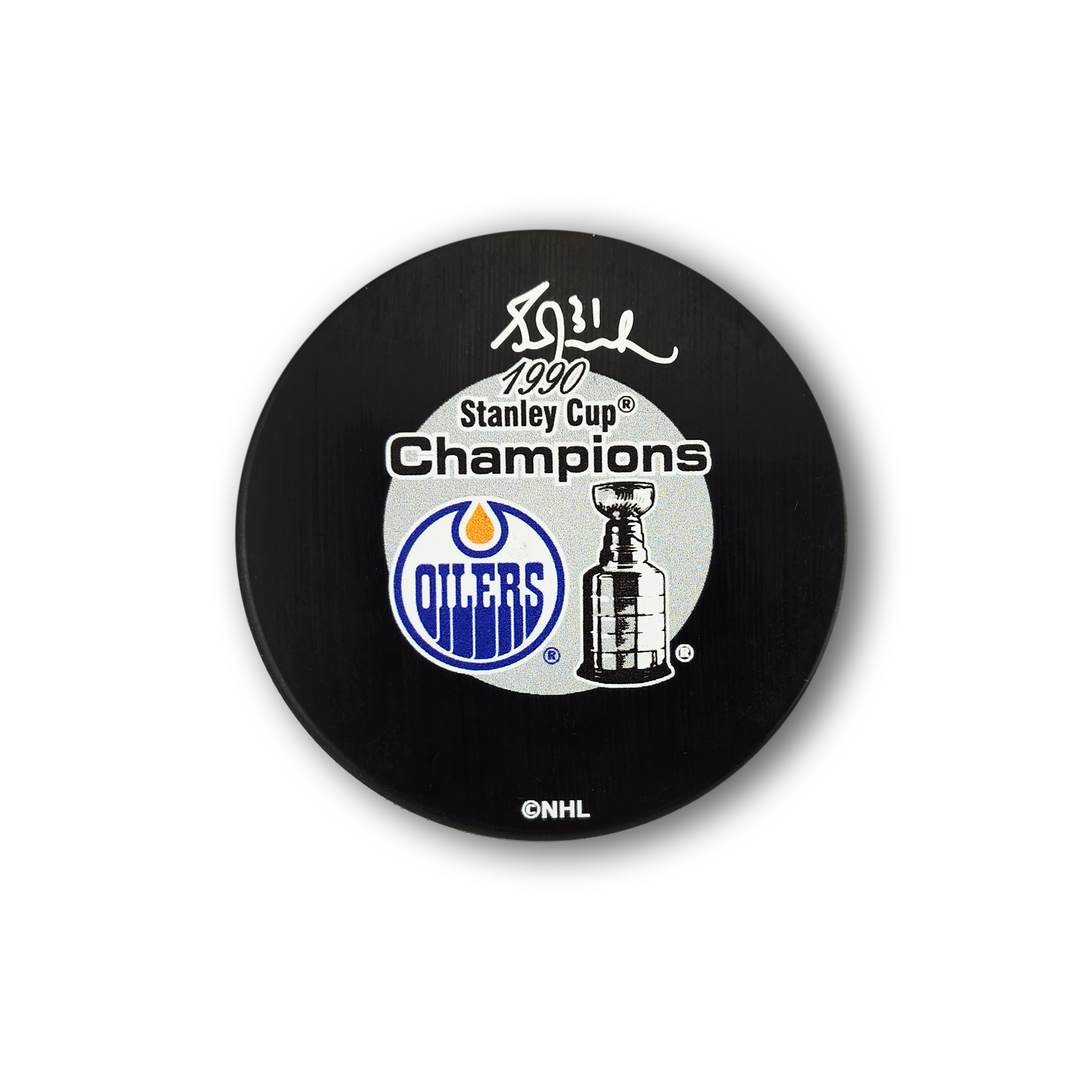 Grant Fuhr Autographed Edmonton Oilers 1990 Stanley Cup Hockey Puck