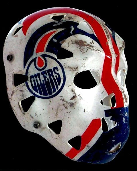 Pre-Order - Grant Fuhr Autographed Edmonton Oilers Mask Close Up 8x10 Photo