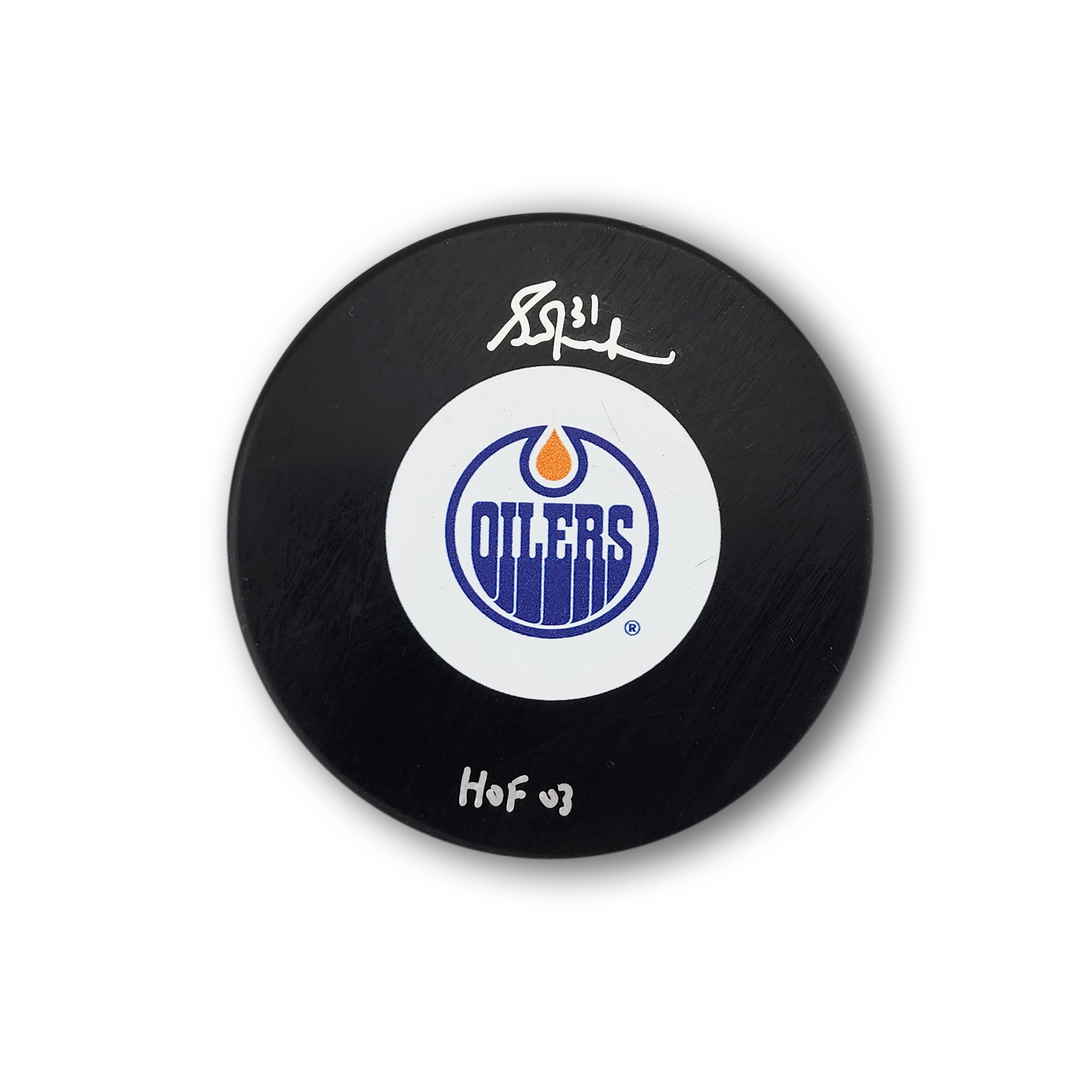 Grant Fuhr Autographed Edmonton Oilers Hockey Puck