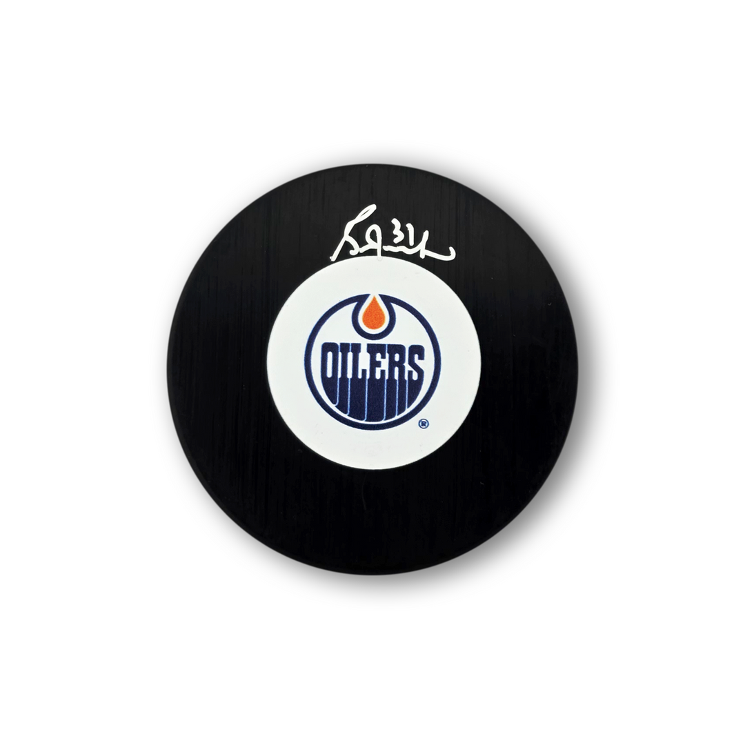 Grant Fuhr Autographed Edmonton Oilers Hockey Puck