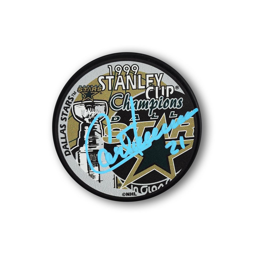 Guy Carbonneau Autographed Dallas Stars 1999 Stanley Cup Champions Puck