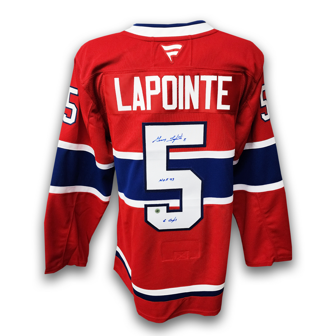 Guy Lapointe Autographed Montreal Canadiens Fanatics Premium Jersey Inscribed