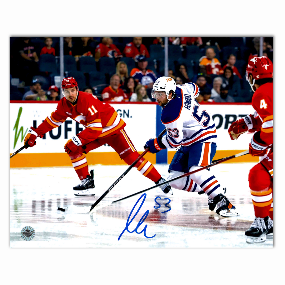 Isaac Howard Autographed Edmonton Oilers Battle Of Alberta 8x10 Photo