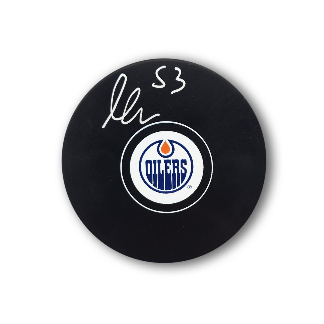 Isaac Howard Autographed Edmonton Oilers Hockey Puck