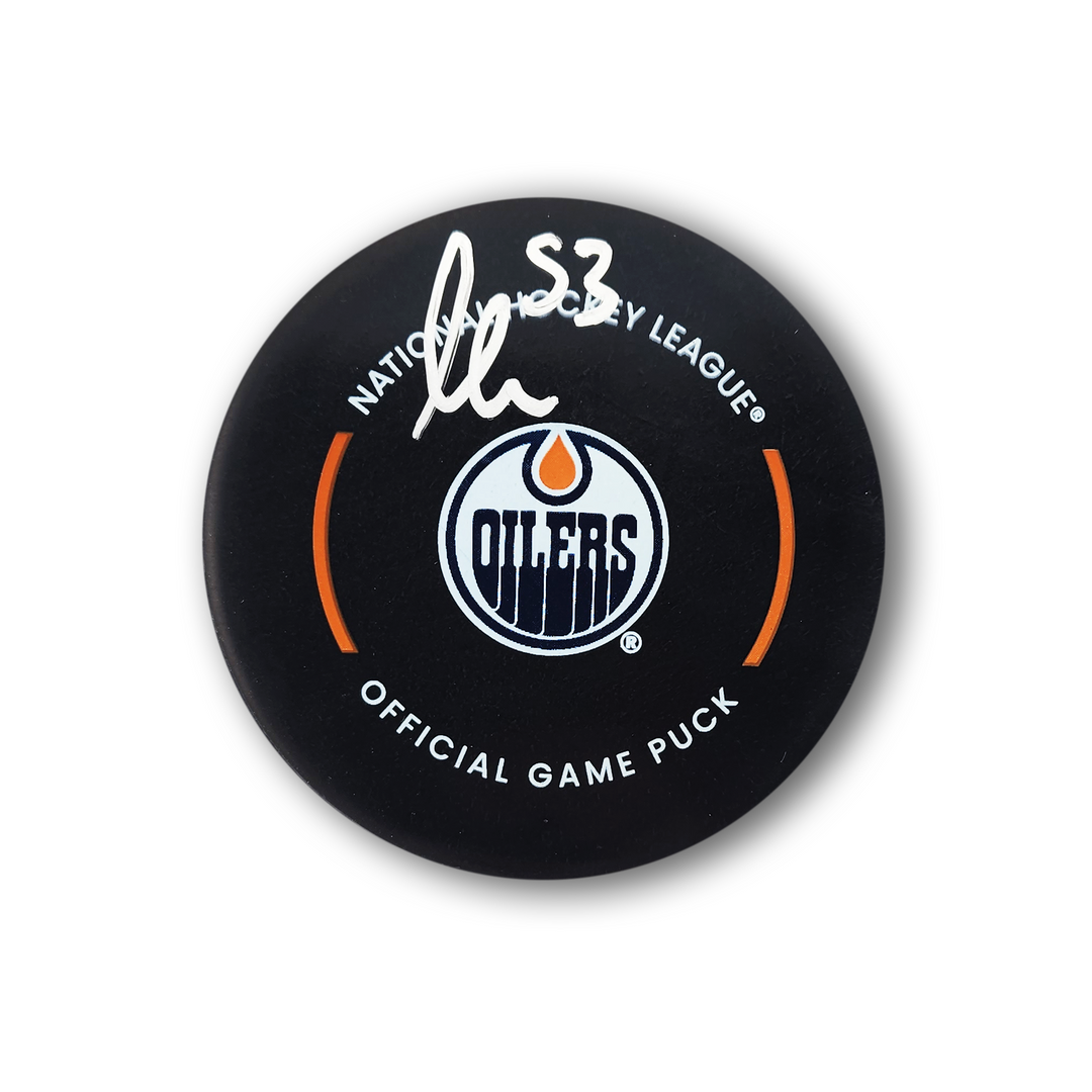 Isaac Howard Autographed Edmonton Oilers Official Hockey Puck