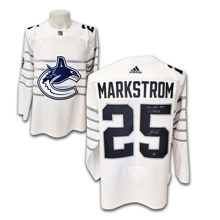 Jacob Markstrom All Star Game 2020 Vancouver Canucks White Adidas Jersey Inscribed 1st NHL ASG