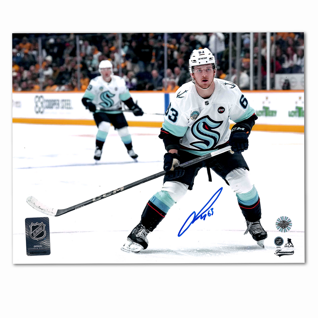 Jacob Melanson Autographed Seattle Kraken Away Horizontal 8x10 Photo