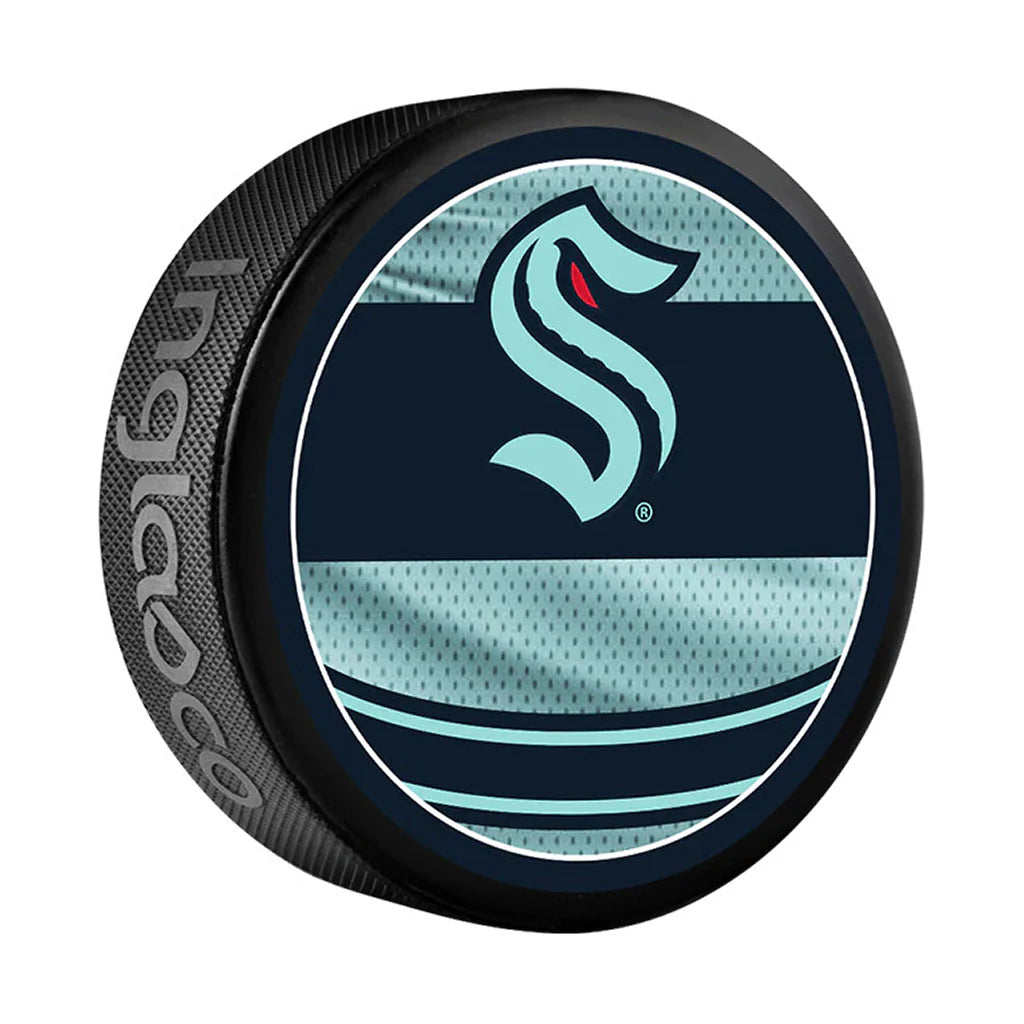 Pre-Order - Jacob Melanson Autographed Seattle Kraken Reverse Retro Hockey Puck