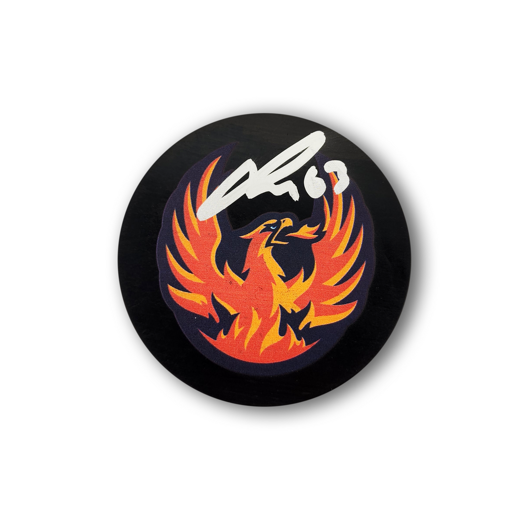 Jacob Melason Autographed Coachella Valley Firebirds Hockey Puck