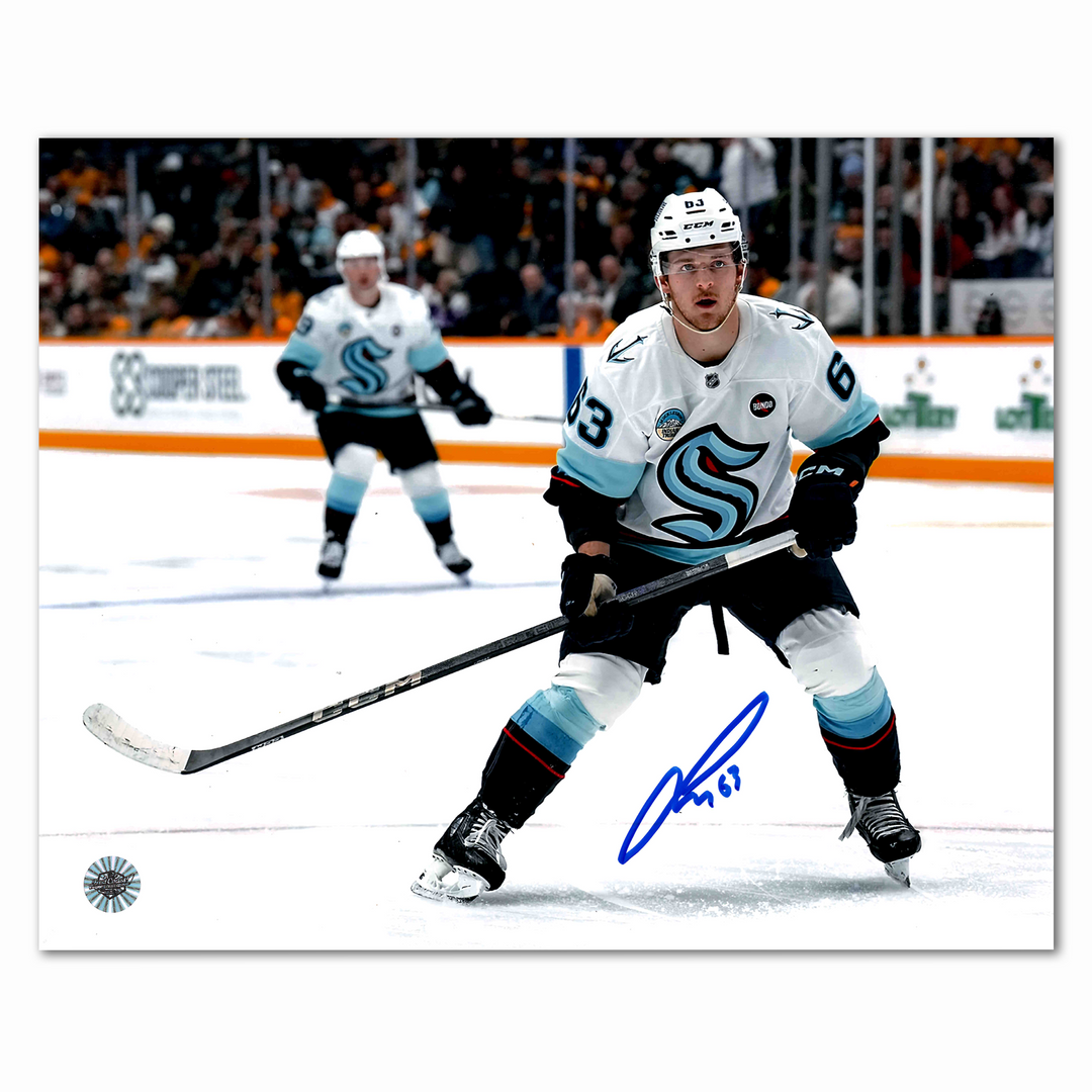 Jacob Melanson Autographed Seattle Kraken Away Horizontal 8x10 Photo (2)