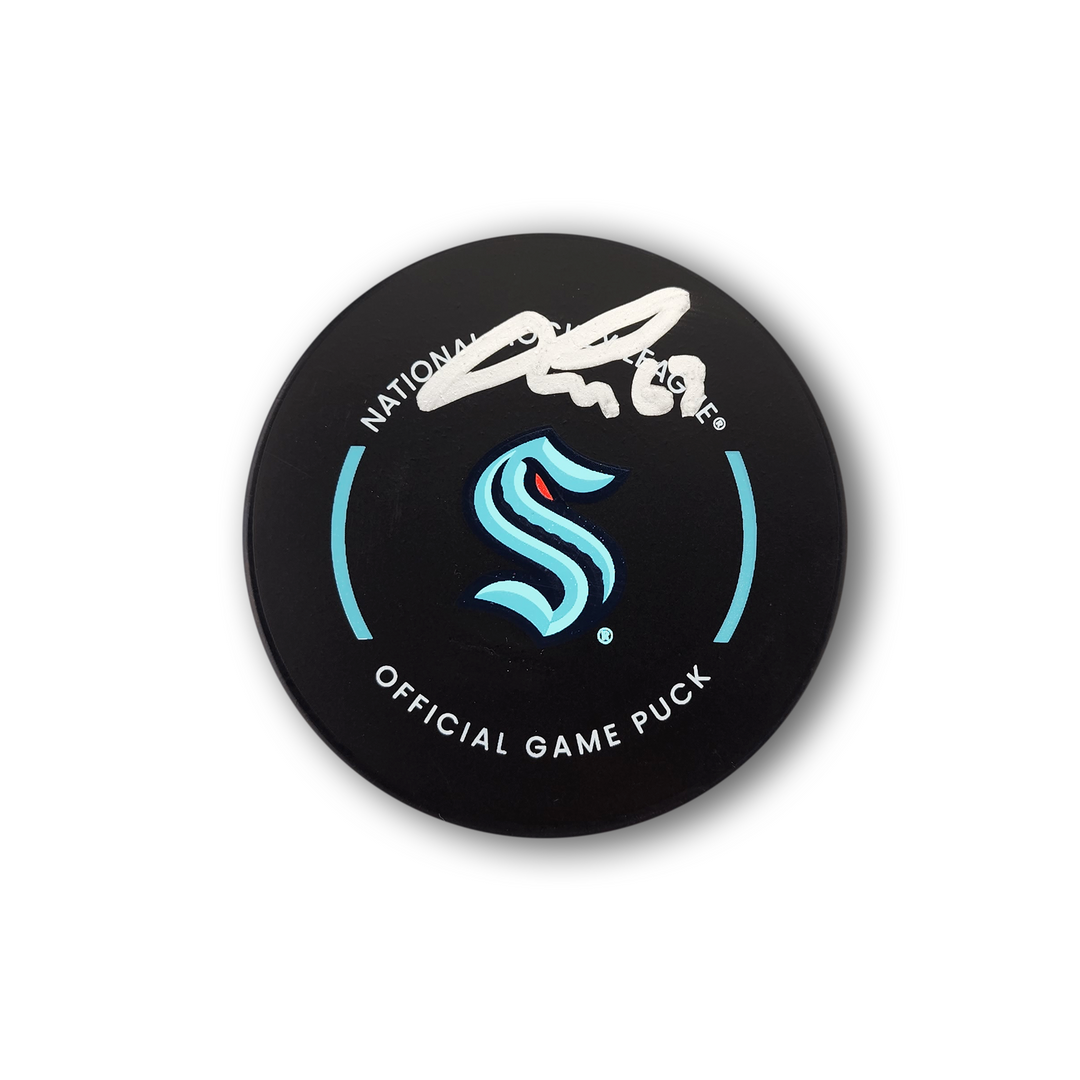 Jacob Melanson Autographed Seattle Kraken Official Hockey Puck