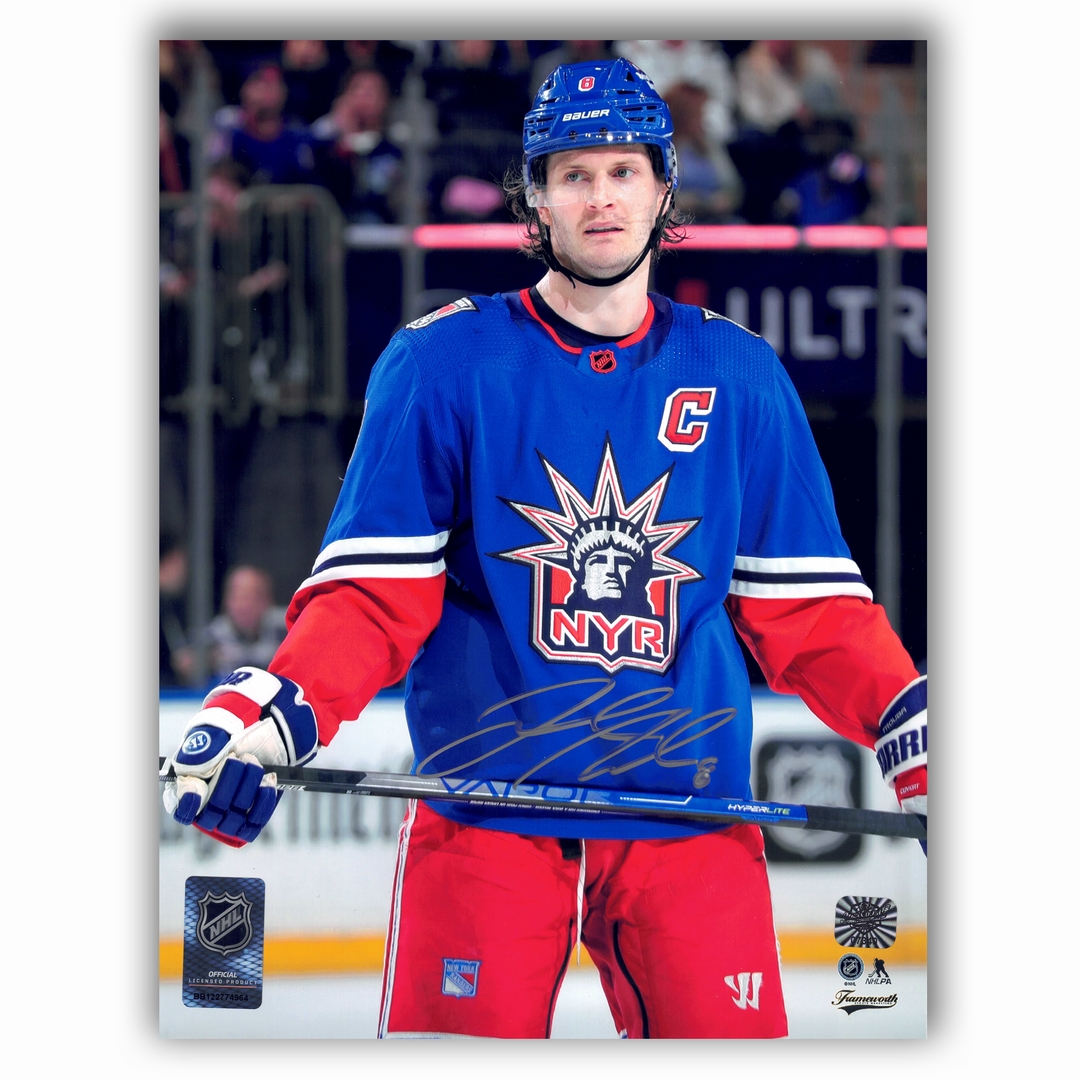 Jacob Trouba Autographed New York Rangers Reverse Retro 2.0 8x10 Photo