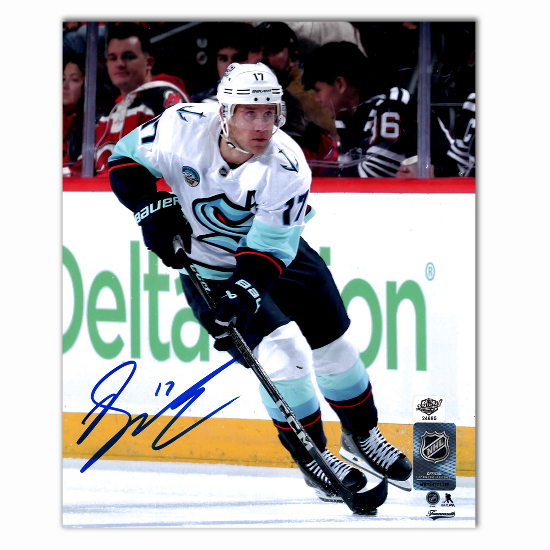 Jaden Schwartz Autographed Seattle Kraken Away 8x10 Photo