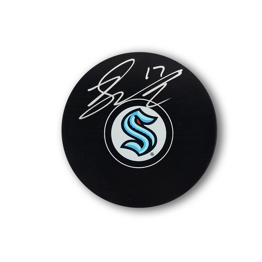 Jaden Schwartz Autographed Seattle Kraken Hockey Puck