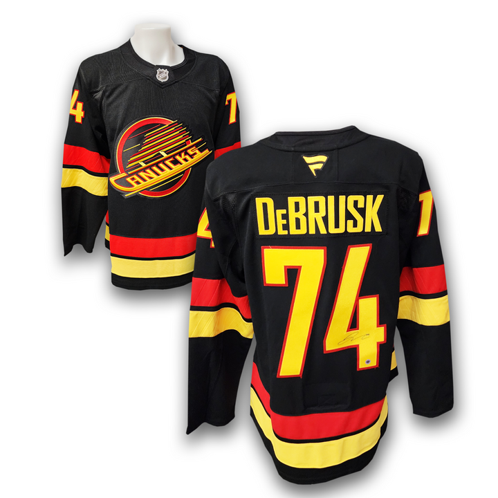 Jake Debrusk Autographed Vancouver Canucks Alternate Fanatics Premium Jersey