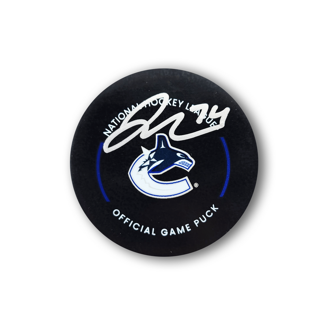 Jake Debrusk Autographed Vancouver Canucks Official Hockey Puck