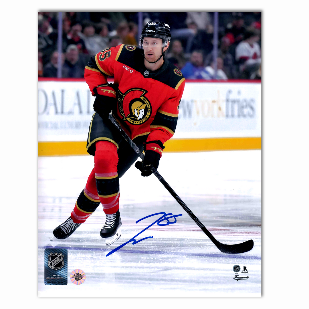 Jake Sanderson Autographed Ottawa Senators Alternate 8x10 Photo