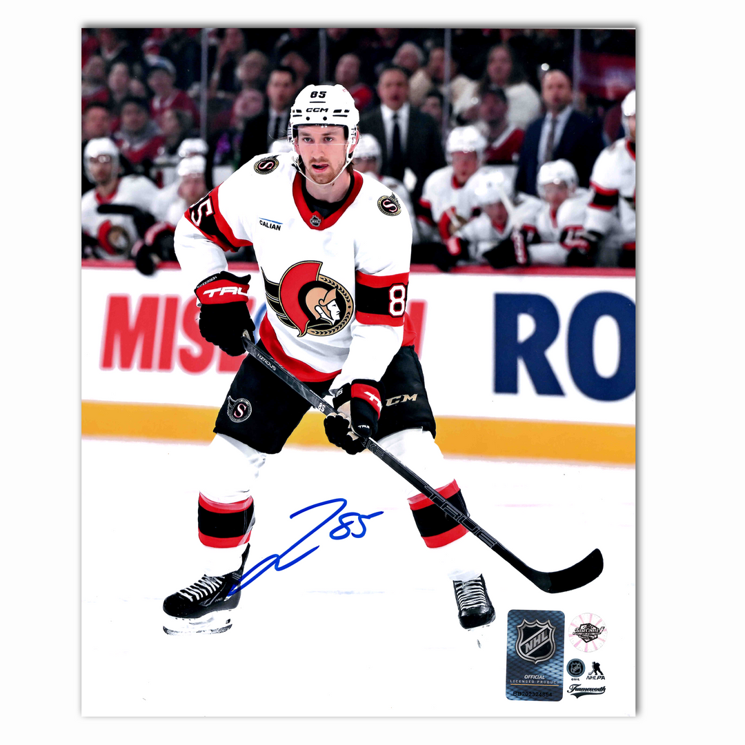 Jake Sanderson Autographed Ottawa Senators Away 8x10 Photo