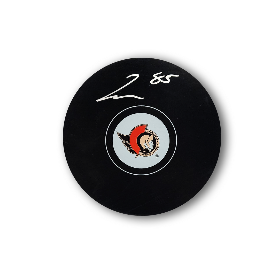 Jake Sanderson Autographed Ottawa Senators Hockey Puck