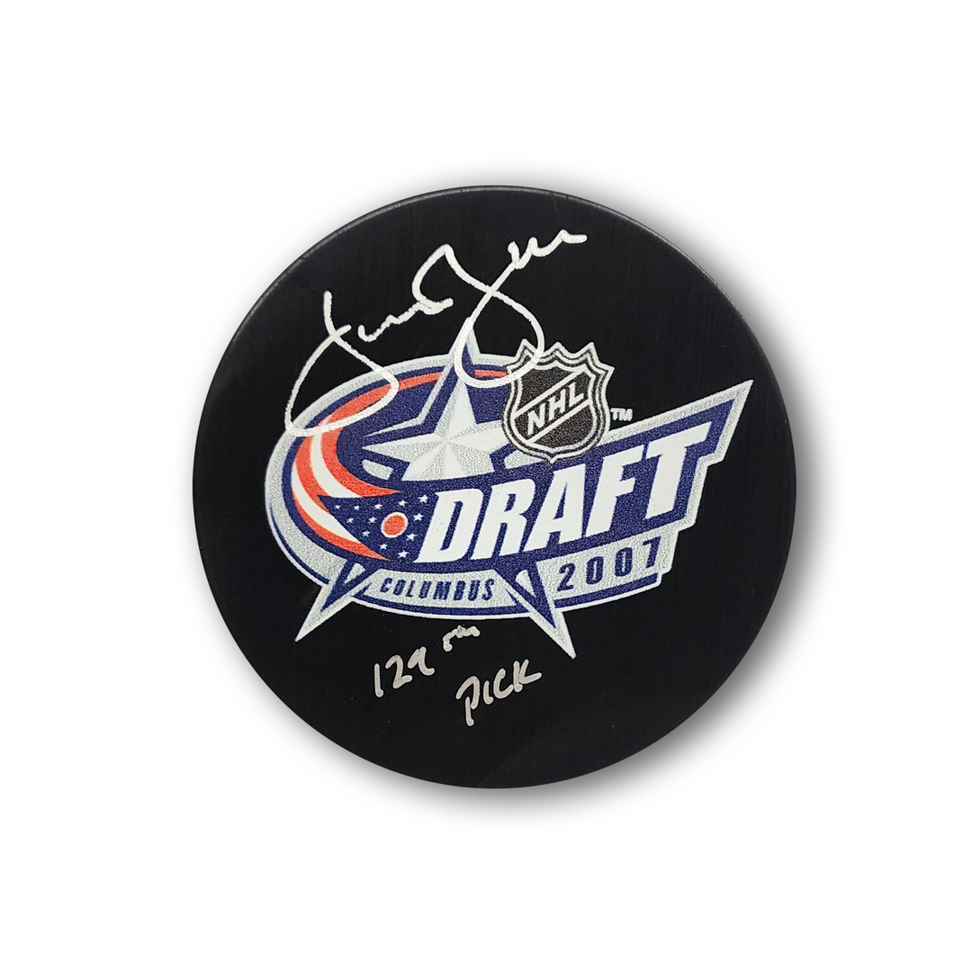Jamie Benn Autographed 2007 NHL Draft Hockey Puck Inscribed 129th Pick