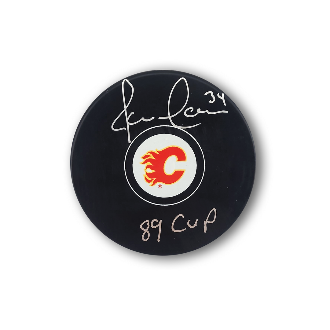 Jamie Macoun Autographed Calgary Flames Hockey Puck 89 Cup