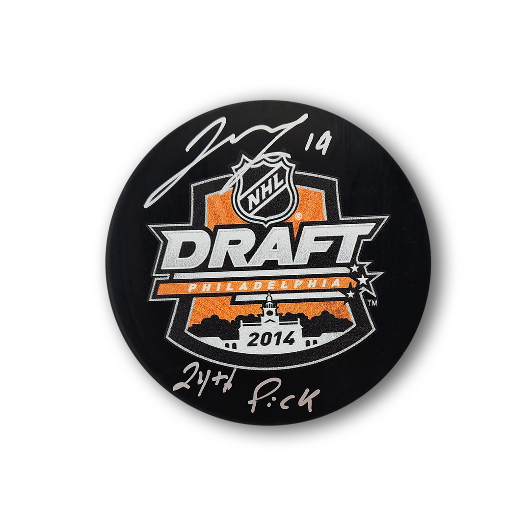 Jared McCann Autographed 2014 NHL Draft Hockey Puck Inscribed 8th Pick