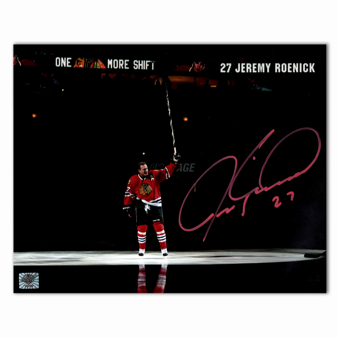 Jeremy Roenick Autographed Chicago Black Hawks Retirement 8x10 Photo