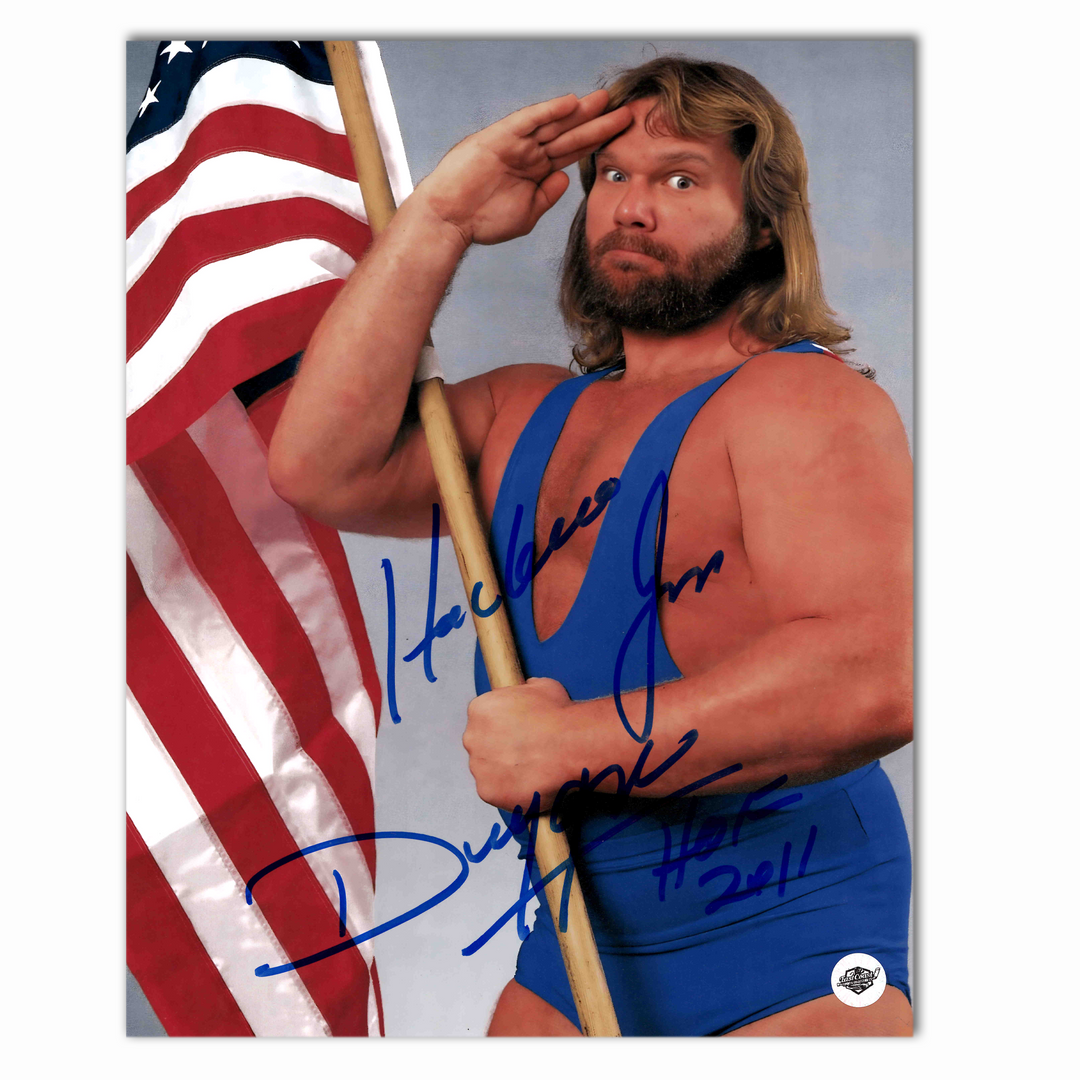 Hawksaw Jim Duggan Autographed WWE 8x10 Photo (Salute)