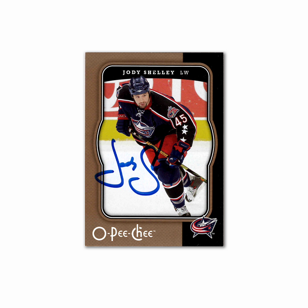 Jody Shelley Autographed Columbus Blue Jackets 2007-08 OPC #136 Hockey Card