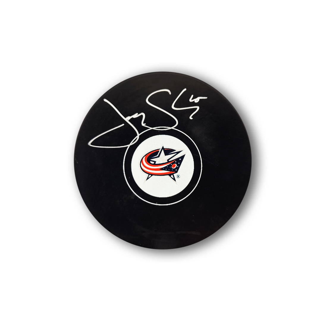 Jody Shelley Autographed Columbus Blue Jackets Hockey Puck
