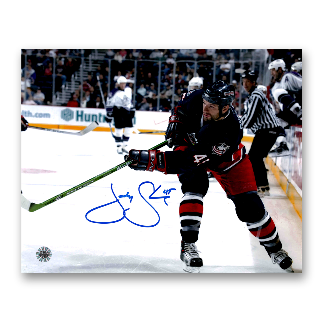Jody Shelley Autographed Columbus Blue Jackets Home Horizontal 8x10 Photo (2)
