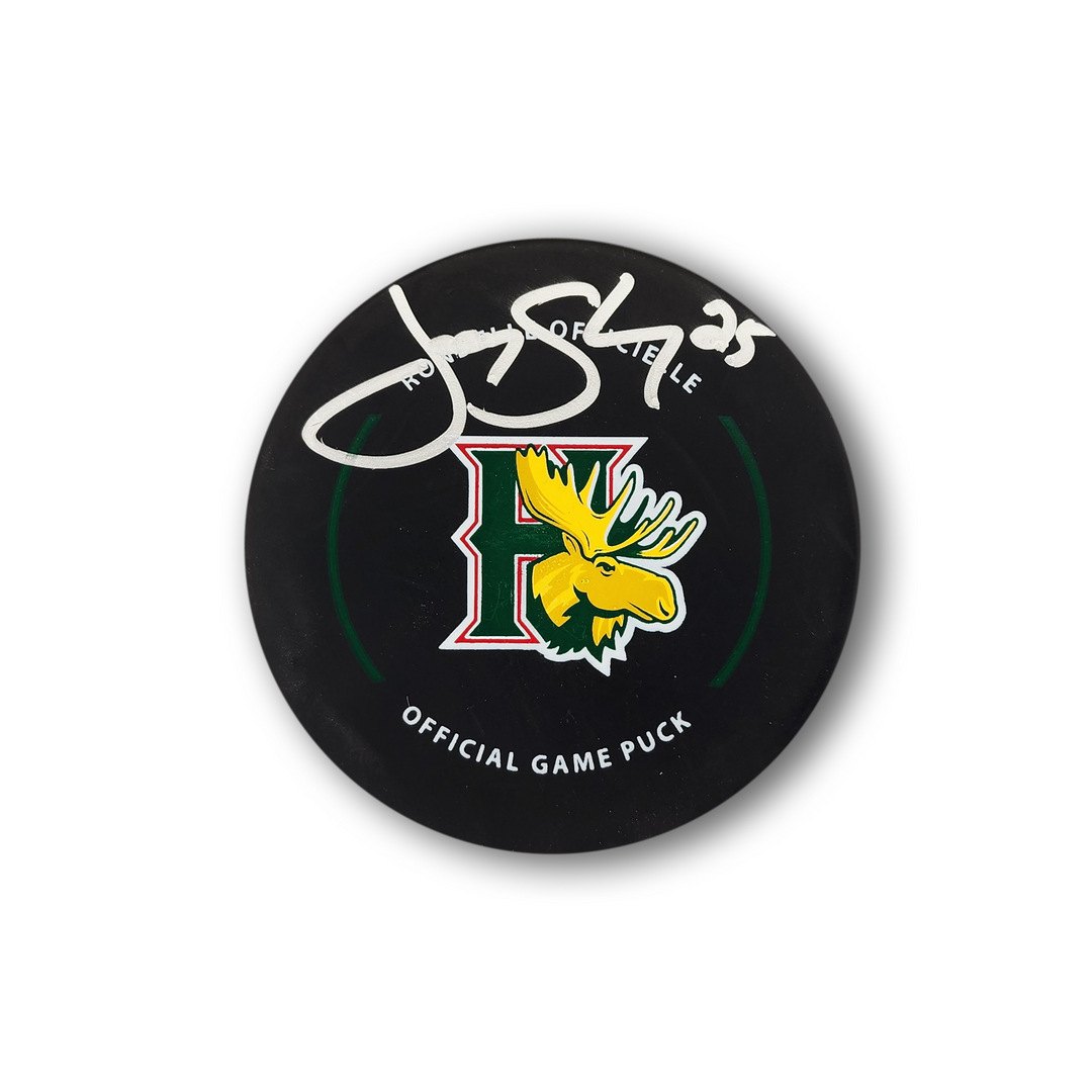 Jody Shelley Autographed Halifax Mooseheads Hockey Puck