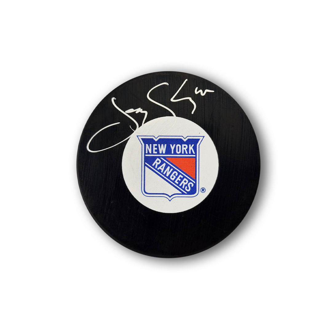 Jody Shelley Autographed New York Rangers Hockey Puck