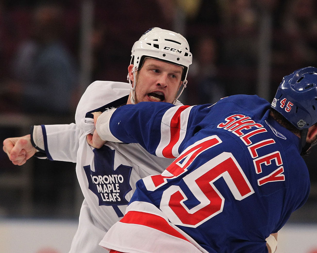 Pre-Order - Jody Shelley Autographed New York Rangers 8x10 Photo (Fighting Colton Orr)