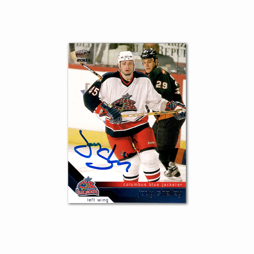 Jody Shelley Autographed Columbus Blue Jackets 2003 Pacific 