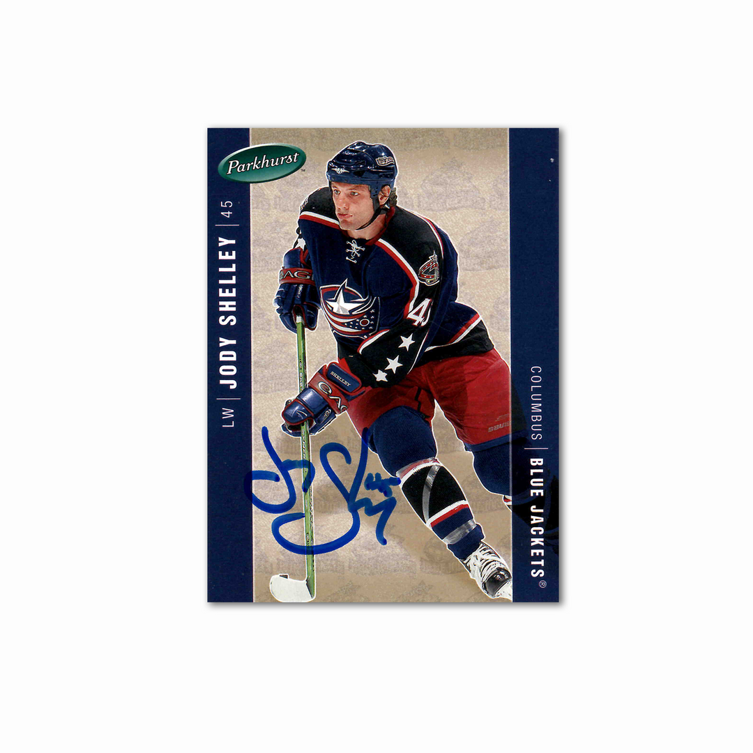 Jody Shelley Autographed Columbus Blue Jackets 2005-06 Parkhurst #149 Hockey Card