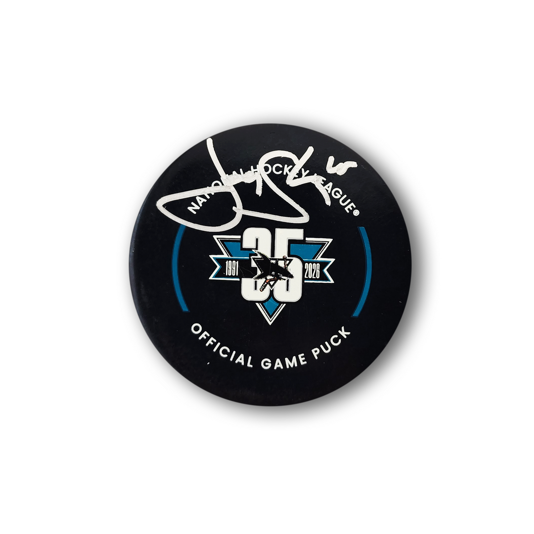 Jody Shelley Autographed San Jose Sharks 35th Year Official Hockey Puck