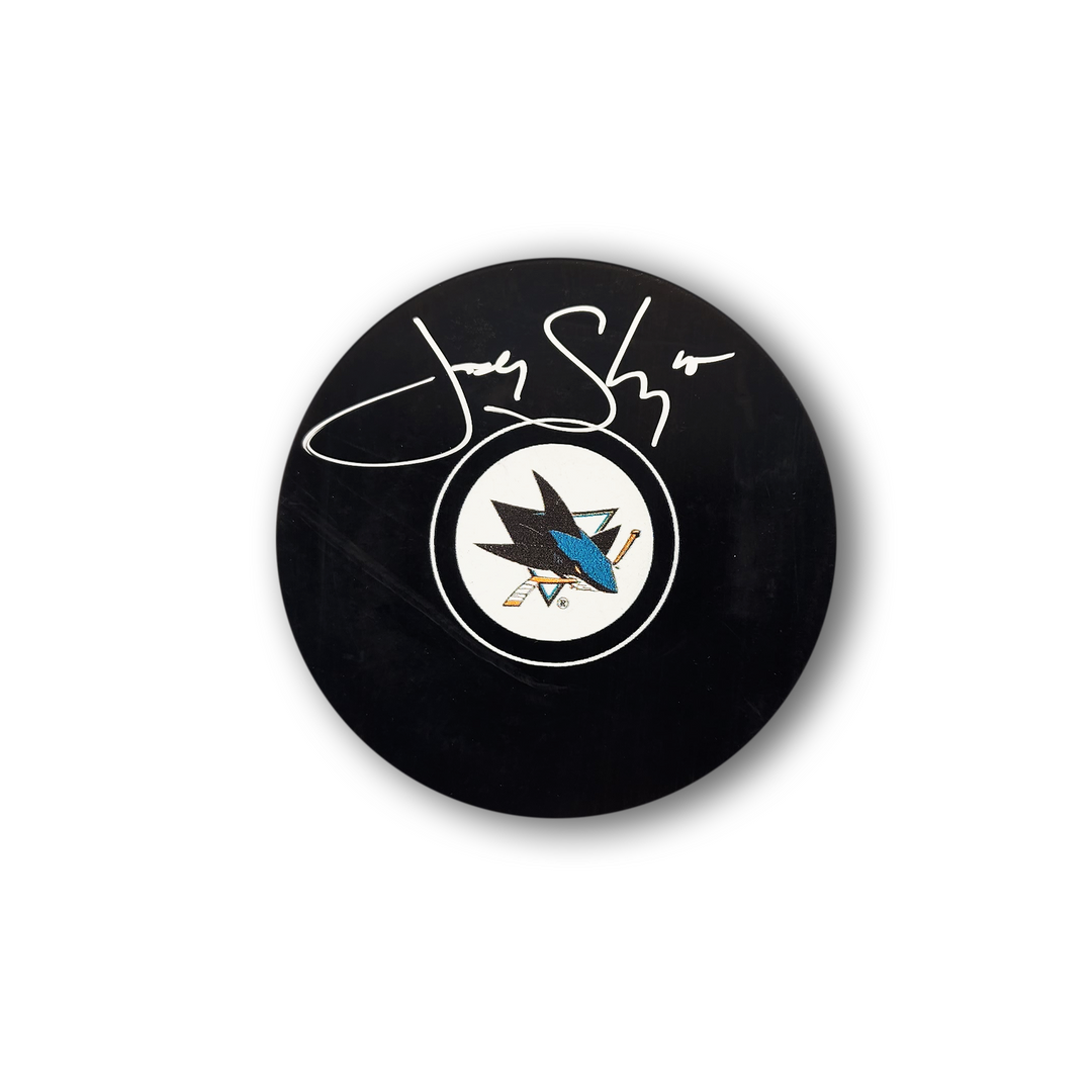 Jody Shelley Autographed San Jose Sharks Hockey Puck