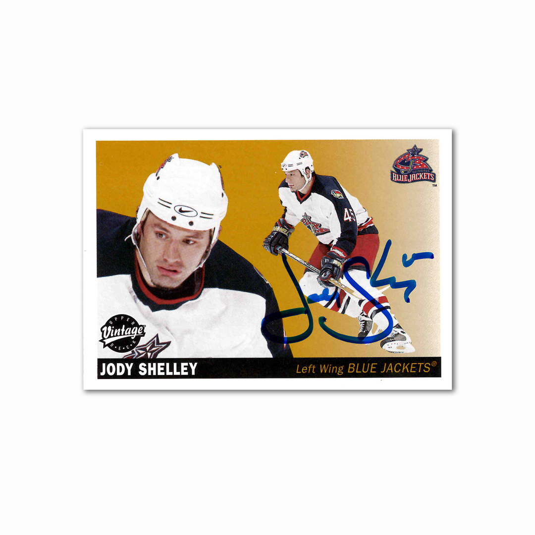 Jody Shelley Autographed Columbus Blue Jackets 2002 Vintage 