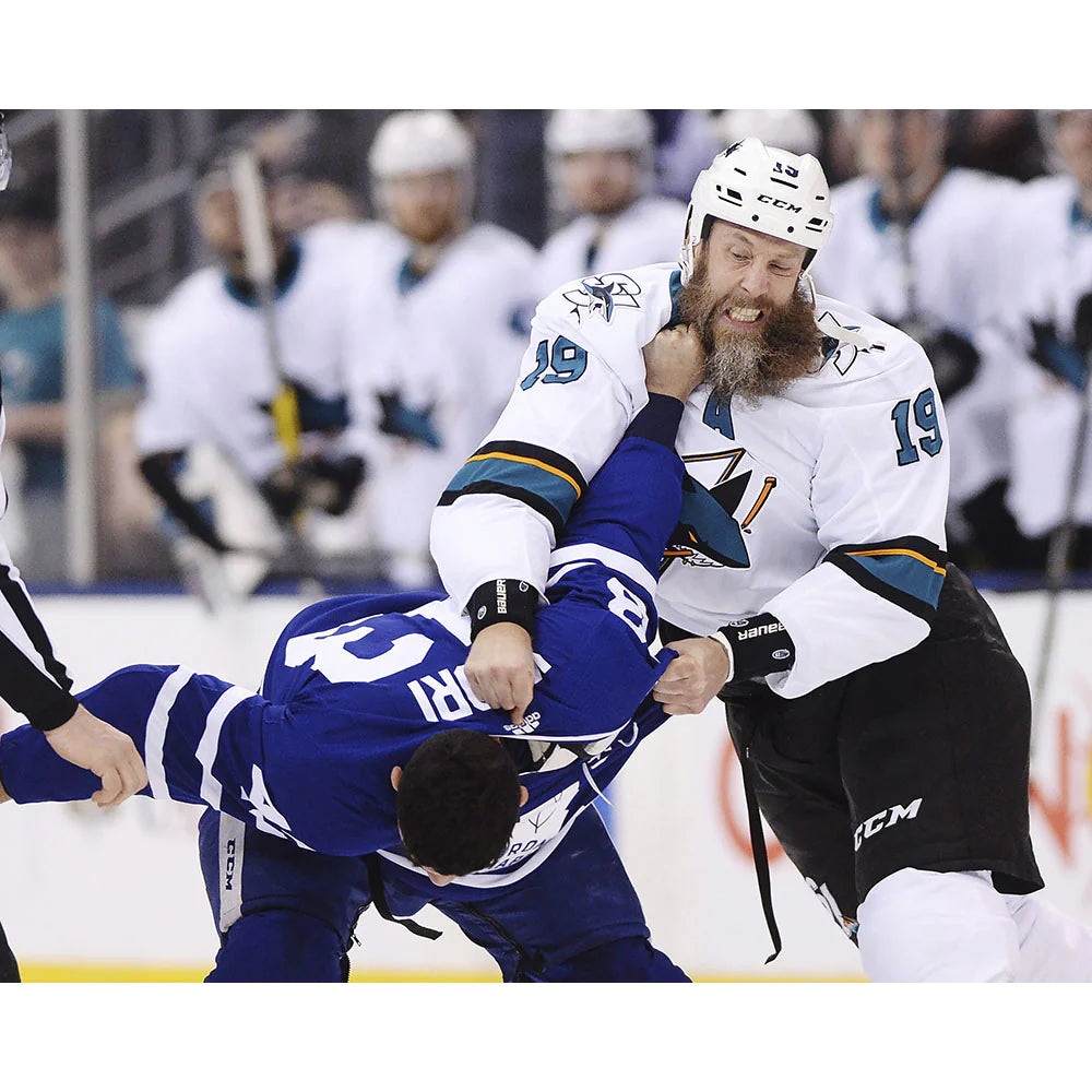 Pre-Order - Joe Thornton Autographed San Jose Sharks Fighting Kadri 8x10 Photo