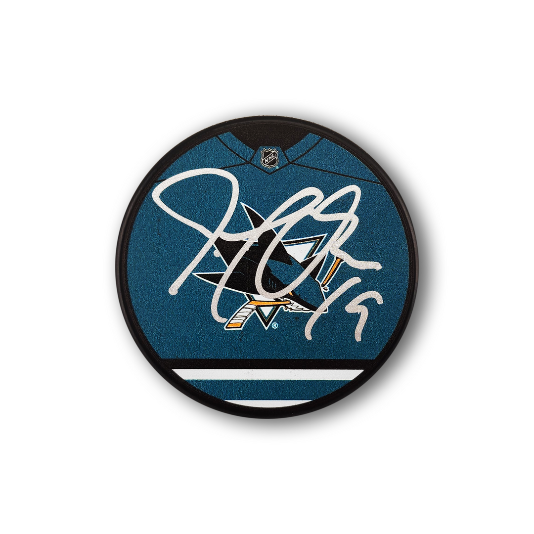 Joe Thornton Autographed San Jose Sharks Jersey Design Hockey Puck