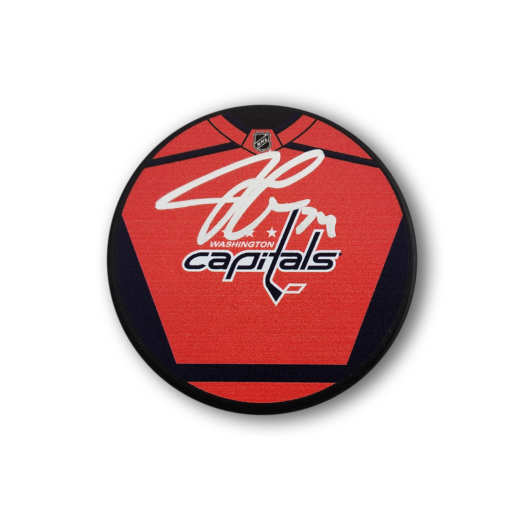 John Carlson Autographed Washington Capitals Jersey Design Hockey Puck
