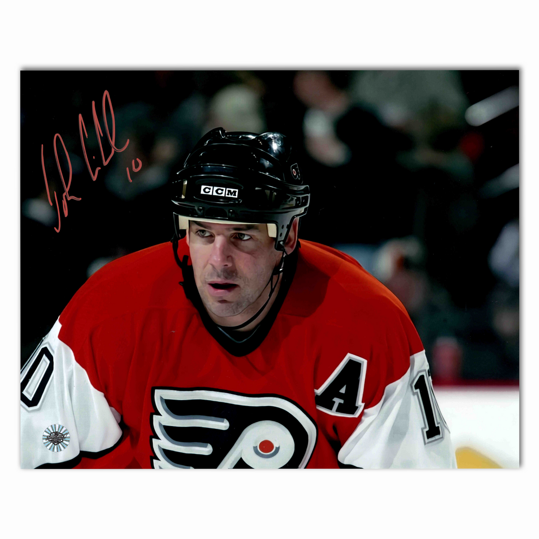 John LeClair Autographed Philadelphia Flyers Close Up 8x10 Photo