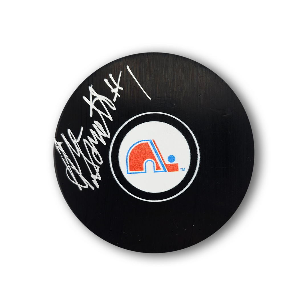 John Garrett Autographed Quebec Nordiques Hockey Puck